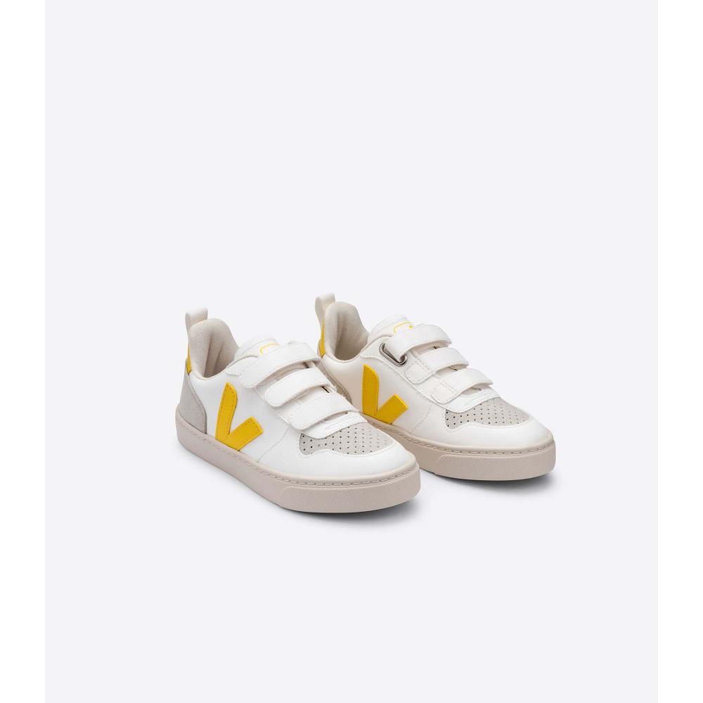 Kids' Veja V-10 CWL Sneakers White/Yellow | ZA 860AHK